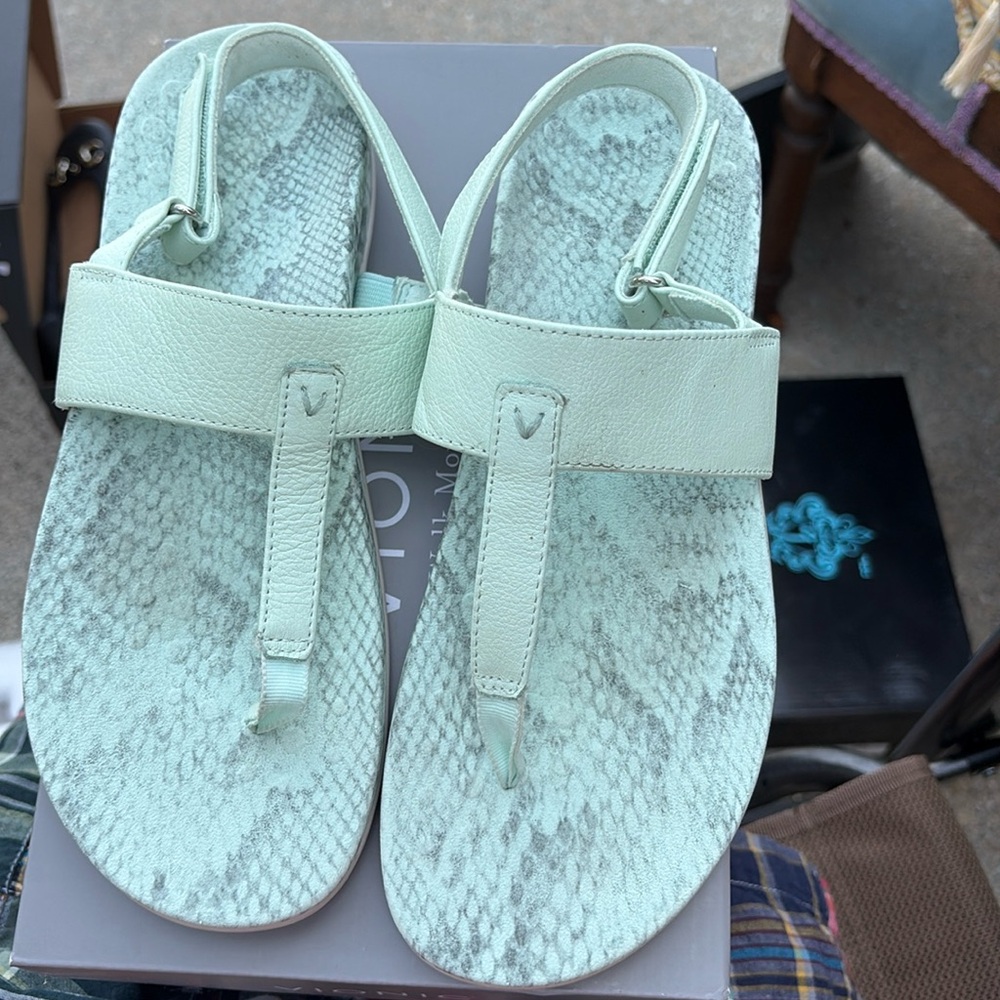 Seafoam green Vionic sandals